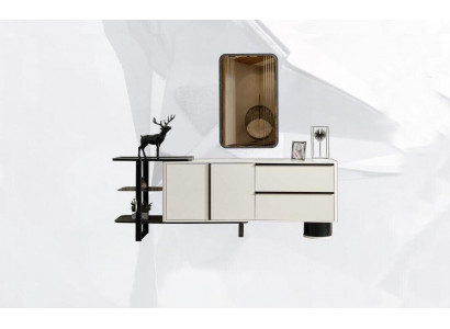 Cabinet sideboard with mirror dresser set modern chest of drawers white