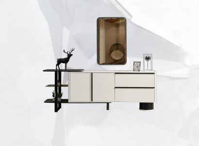 Cabinet sideboard with mirror dresser set modern chest of drawers white