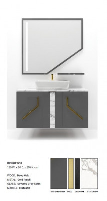Gray bathroom cabinet, bathroom furniture, bathroom shelves, wooden shelves, new