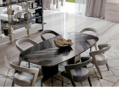 Design luxury furniture from Italy dining room Bizzotto set table armchair 6x sets