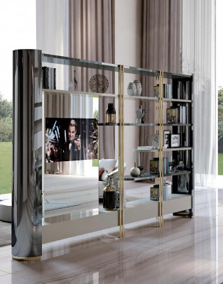 TV wall design Bizzotto living room shelves display cabinet furniture design living wall