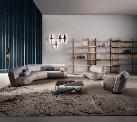 L-shaped sectional sofa upholstered couch sofas living room furniture Italy Bizzotto