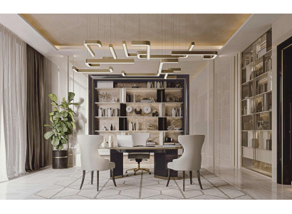 Desk, 2 chairs, swivel armchair, study, Italian furniture set, 4-piece.