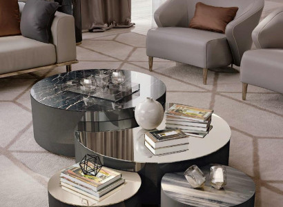 Coffee table living room sofa designs Italian furniture Bizzotto stainless steel round