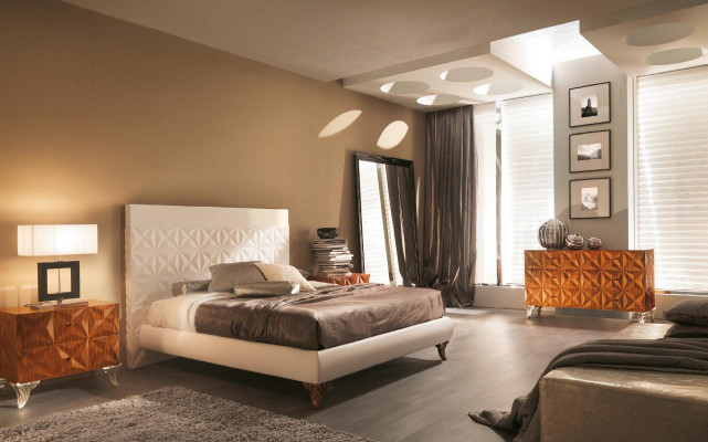 Bed design furniture furnishing 3-piece bedroom set bed with 2 nightstands