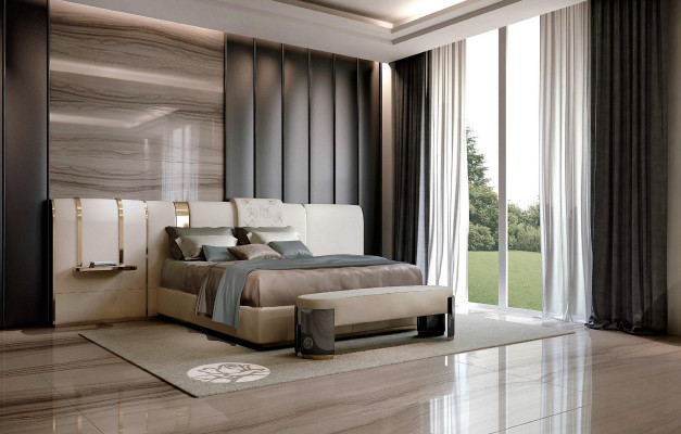 Luxury bedroom bed double bed furniture designs Italy Bizzotto upholstered beds