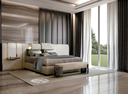 Luxury bedroom bed double bed furniture designs Italy Bizzotto upholstered beds
