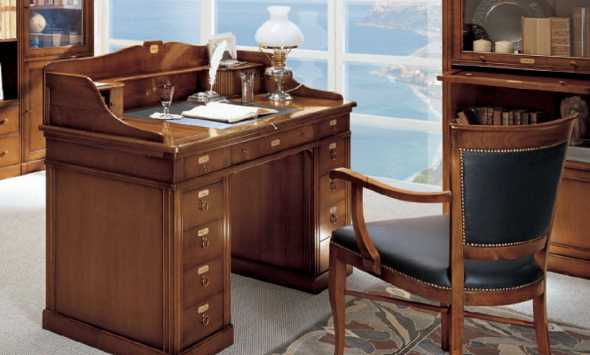 Desk chair made of wood armrests office furniture design office set 2-piece