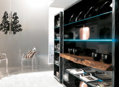 Living room cabinet, bookshelf, wood office cabinet, shelf, cabinets, showcase, Italy