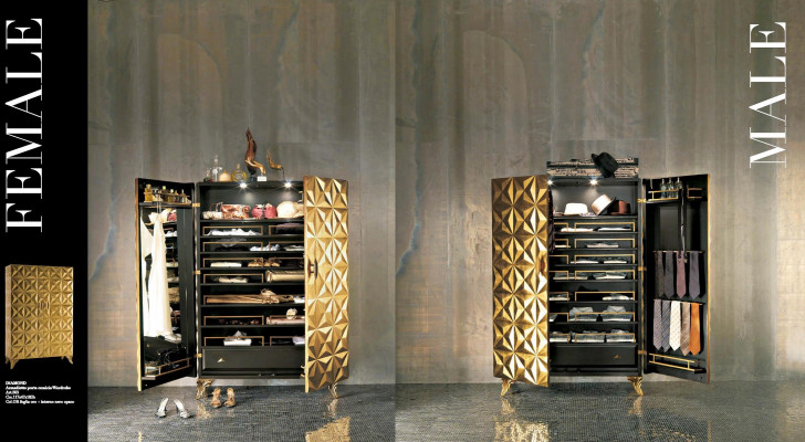 Solid real wood cabinets, wardrobes, furniture, Italian design.