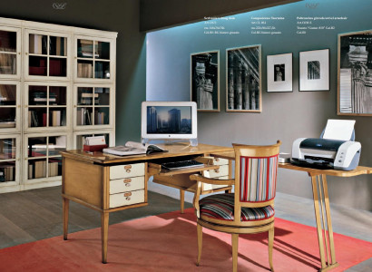 Office set wooden table chair desk shelf cabinets 2-piece Italian furniture