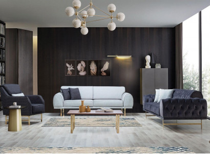 Black and white sofa set 3+3 seater stylish single armchair sofas