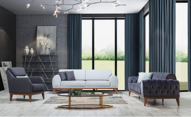 Modern sofa set designer three-seater single luxury 3-seater armchair