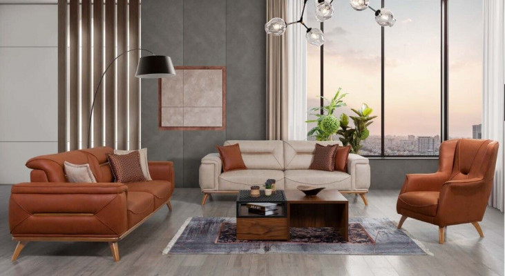 Living room designer seating furniture sofa sets 3-seater upholstered armchair 3-piece set