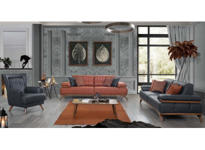 Designer living room set faux leather sofas leather armchair 3-piece furniture set