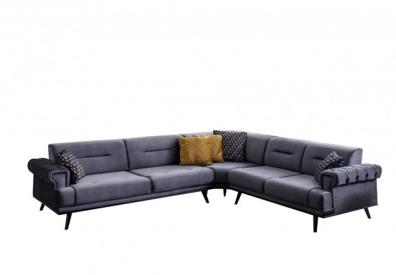 Exclusive Gray Corner Sofa L-Shaped Designer Sofa Modern Living Room Couch
