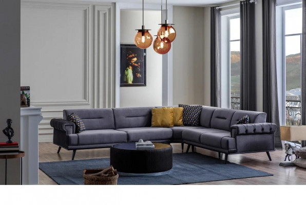 Exclusive Gray Corner Sofa L-Shaped Designer Sofa Modern Living Room Couch