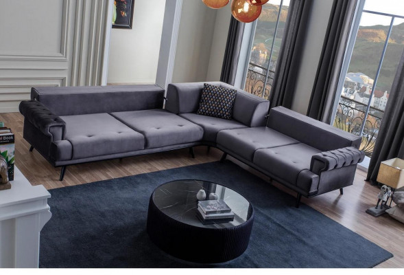 Exclusive Gray Corner Sofa L-Shaped Designer Sofa Modern Living Room Couch