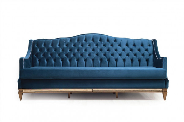 Modern blue Chesterfield sofa set designer three-seater luxury armchair