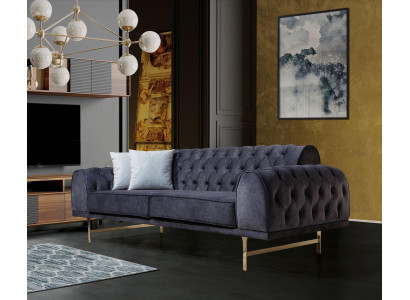 Blue three-seater luxury 3-seater couch living room 3-piece upholstered sofas
