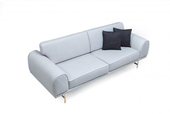 Gray Modern 3-Seater Designer Living Room Couch Luxury Upholstery Sofa