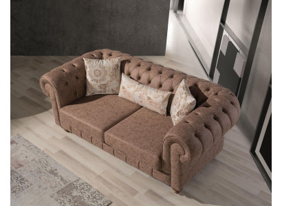 Stylish Brown Chesterfield Two-Seater Designer 2-Seater Sofa