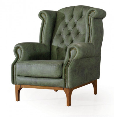 Green Chesterfield luxury armchair upholstered designer armchair