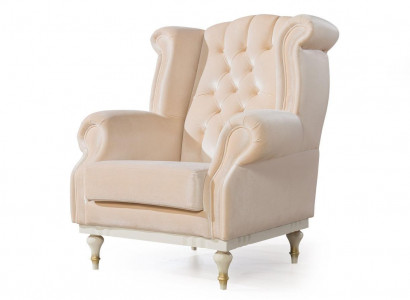 White Retro Chesterfield Armchair Single-Seat Barstool Living Room 1-Seater