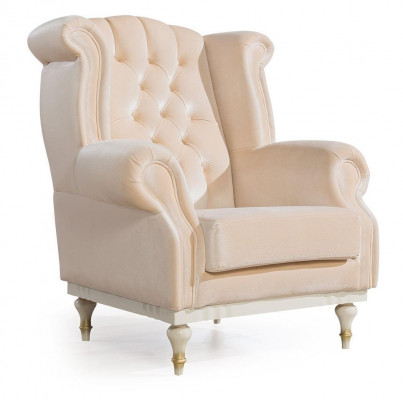 White Retro Chesterfield Armchair Single-Seat Barstool Living Room 1-Seater
