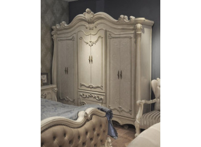 Classic antique style wardrobe cabinet wood closet bedroom baroque
