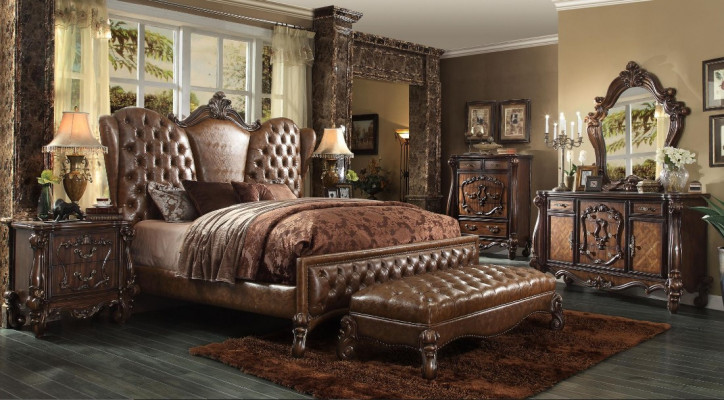 Chesterfield Bed 2x Nightstands 3-piece Set Furniture Baroque Rococo Bedroom Set