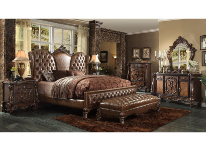 Chesterfield Bed 2x Nightstands 3-piece Set Furniture Baroque Rococo Bedroom Set