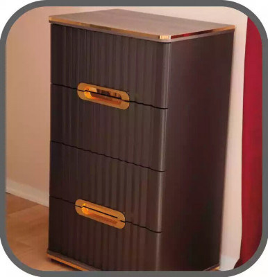 Dresser 4 Drawers Sideboard Brown Gold Wood Cabinet Bedroom