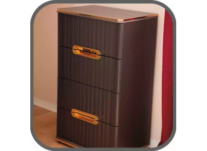 Dresser 4 Drawers Sideboard Brown Gold Wood Cabinet Bedroom