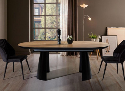 Dining room table oval dining table extendable kitchen table wood brown
