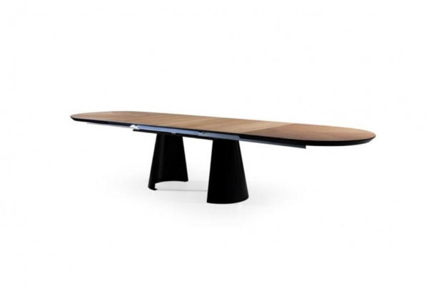 Dining room table oval dining table extendable kitchen table wood brown