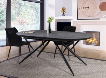 Oval dining table extendable kitchen table wood gray large