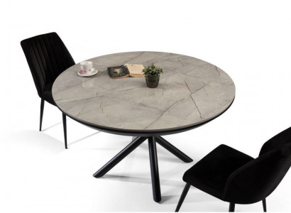 Dining table extendable dining table round kitchen table wood gray new