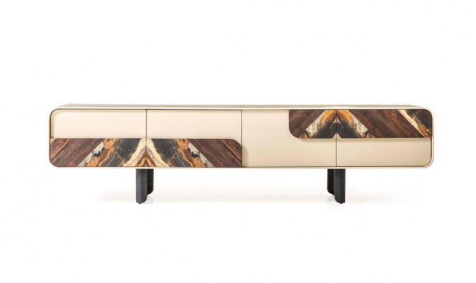 TV stand RTV lowboard sideboard wood beige living room wall furniture