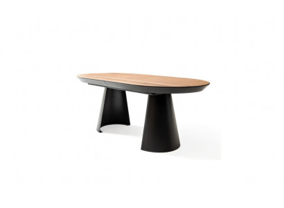 Oval dining table kitchen table extendable design wood brown table