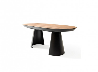 Oval dining table kitchen table extendable design wood brown table