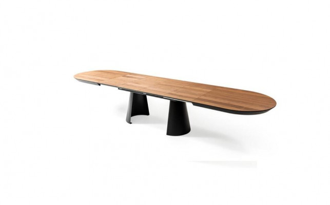 Oval dining table kitchen table extendable design wood brown table