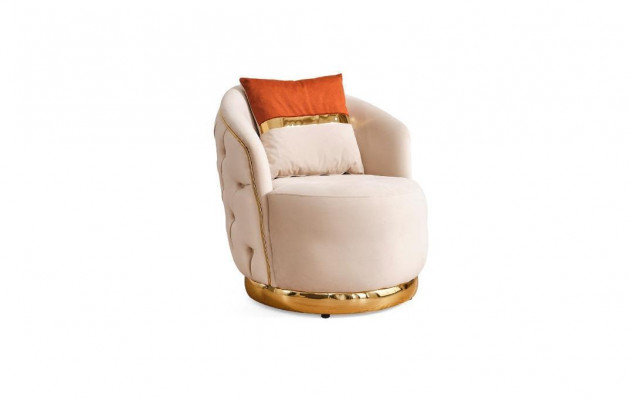 Design armchair luxury beige chair relax textile with stainless steel club chair
