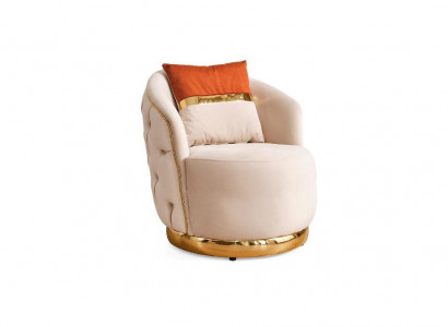 Design armchair luxury beige chair relax textile with stainless steel club chair