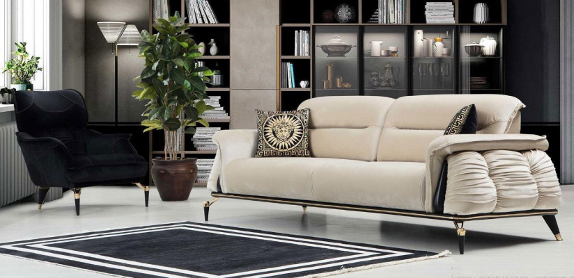 Luxury 2-piece Living Room Set, 3-Seater Sofa with Armchair, Modern Design Couch