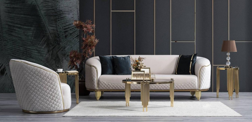2-piece living room sofa set 3-seat sofa armchair modern design couch