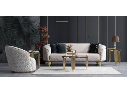 2-piece living room sofa set 3-seat sofa armchair modern design couch