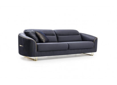 3-seater sofa upholstered sofa blue fabric seat design couch modern new