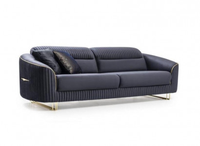 3-seater sofa upholstered sofa blue fabric seat design couch modern new