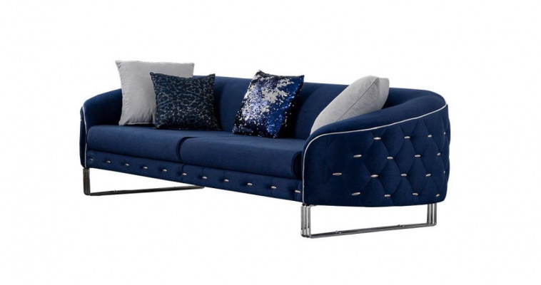 Designer Sofa 3-Seater Chesterfield Couch Upholstered Sofas Design Blue